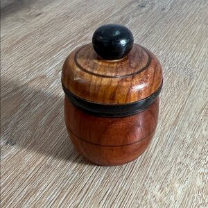 Source Unknown Round Wooden 2” Gift Container for Jewelry with Black Accent
